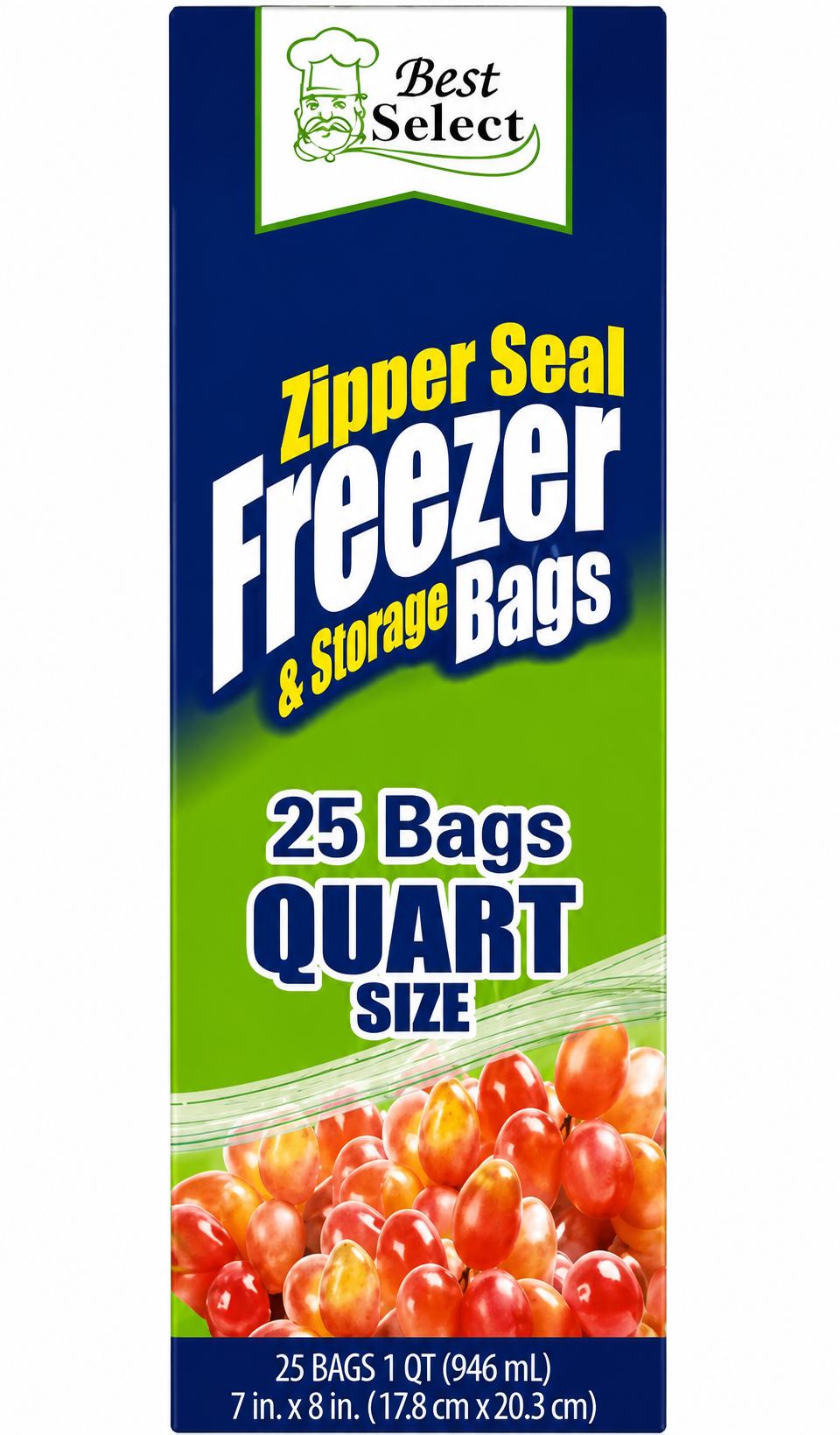 Best Select Zipper Seal Freezer &amp; Storage Bags – Quart Size