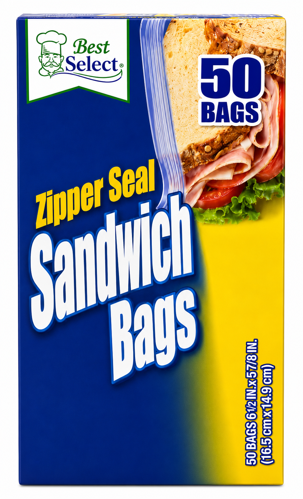 Sandwich Bags - Zipper Sealed Sandwich Bags - 50 Bags